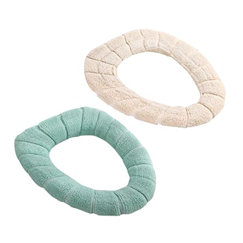 SOLUSTRE 2Pcs Stretchable Warm Toilet Seat Covers Thickened Pads for Toilet Seats Cozy Bathroom Essential Selection