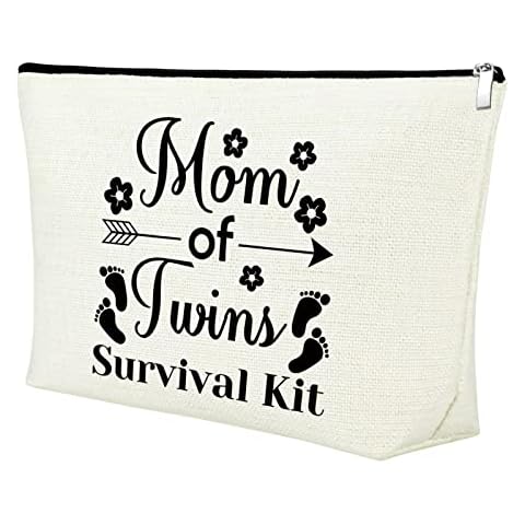 Mxrymvu Mom of Twins Gift Makeup Bag Twins Mama Gifts Mommy To Be Gifts Pregnancy Announcement Gift for New Mom Cosmetic Bag Mother's Day Christmas Birthday Gift for Twins Mama Travel Makeup Pouch Cover