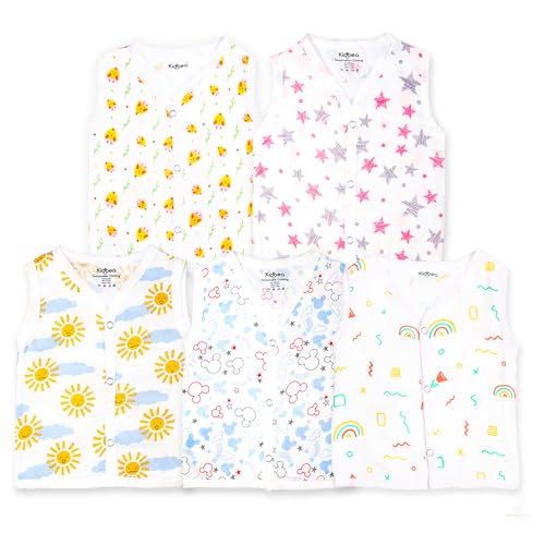 Image of Kidbea Newborn Baby Jhabla Unisex - Organic Cotton Muslin Shirt | Soft & Breathable Summer Wear for Boys & Girls | Cute Prints Infant Clothing