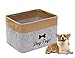 Morezi Boîte à Jouets en Feutre pour Animaux de Compagnie avec poignées en Bois,boite rangement jouet,panier jouet chien， gris clair kaki