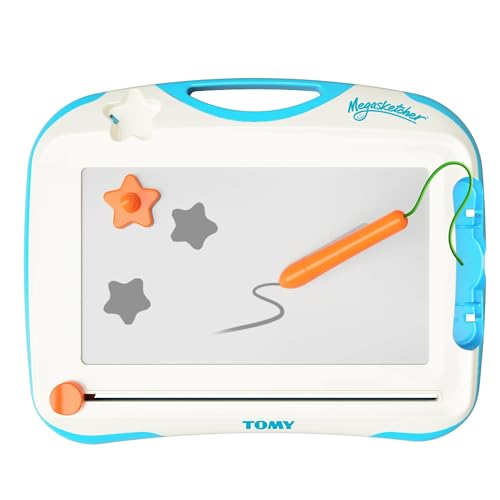 TOMY Megasketcher - Mini Ardoise Magique Megasketcher T72741, Tablette Dessin Idéal Pour les Voyages, Tableau Magnétique Effaçable Adapté aux Enfants de plus de 3 ans