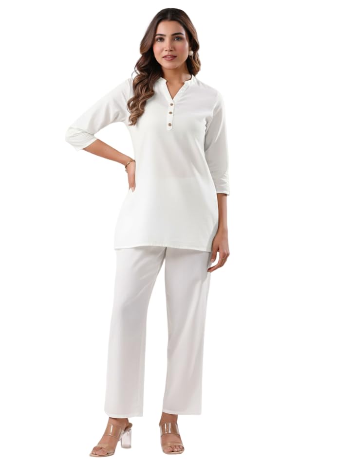 Image of Co Ord Set for Women Stylish Pure Cotton Airy Linen Lounge Wear Kurta Coord Set for Women | Regular Fit Solid Summer Kurti Set Casual, Travel, Office Formal Wear