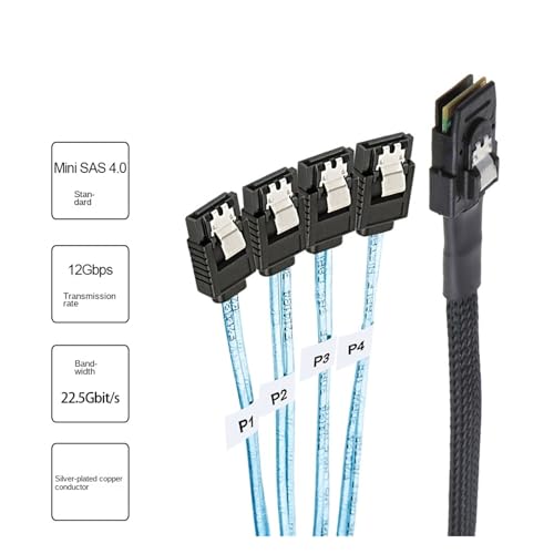 Cable SATA S-AS SFF-8087 a 4 SATA 12Gbps 50 cm miniatura 2
