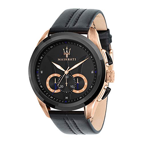 Maserati Orologio da uomo, Collezione Traguardo, movimento al quarzo, cronografo, in acciaio e cuoio - R8871612025