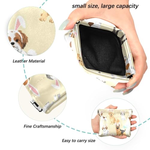 Easter Dogs Bunnies Coin Purse Leather Pouch Change Purse, Squeeze Coin Pouch for Cards, Keys & Lipsticks, Unisex2