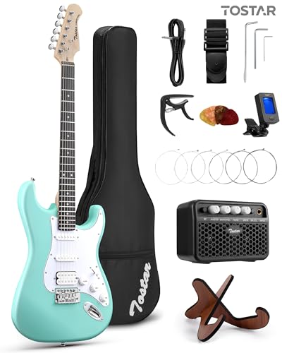 Tostar Electric Guitar Kit Full Size for Beginners 6 String with Amp SSH Pickup with Gig...