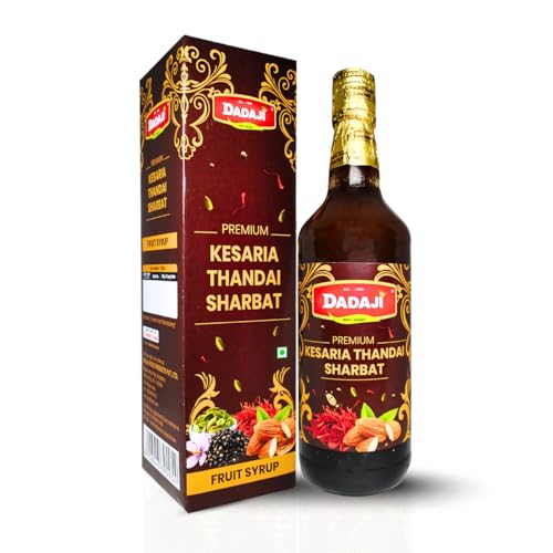 Image of Dadaji Kesaria Thandai Syrup | 750ml | Mixer for Kesaria Thandai Mocktails, Cocktails, Drinks & Juices | Summer Sharbat