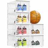 Kuject XX-Large Highly Transparent Shoe Boxes Clear Plastic Stackable with Lids for Sneaker, Shoe Storage Organizer Container for Display, Shoe Organizer for Closet, Fit Size 13(14.41'x 9.88'x7.28')