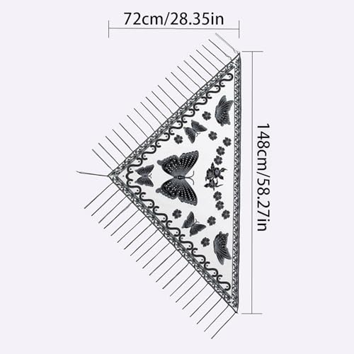 Lace Triangle Scarf Formal Shawls And Wrap For Evening Dresses Butterfly Embroidered Shawl Sheer Shawl With Fringe4