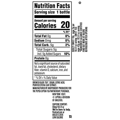 Pure Leaf Iced Tea, Subtly Sweet Tea, Lower Sugar, 18.5 Ounce Bottles (Pack of 12)