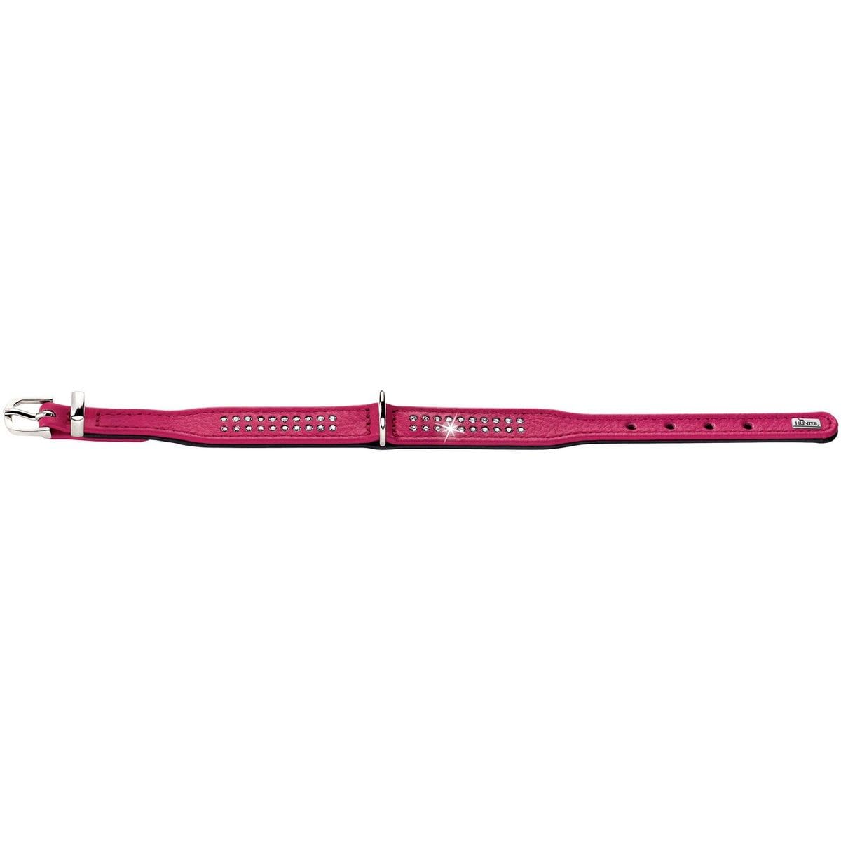 HUNTER Collar de Perro de Piel de napa con Diamantes pequeños