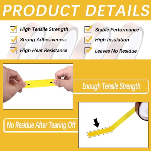 Image of 2 Rolls 20mm x 33m 108FT Up to 250℃(480℉) High Temperature Heat Resistant Tape for Sublimation,Heat Tape for Soldering, Electronics,Sublimation Press Vinyl, No Residue