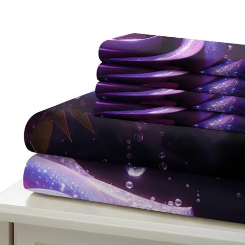 Parure de lit 3D haut de gamme violette en microfibre douce et résistante 200x200