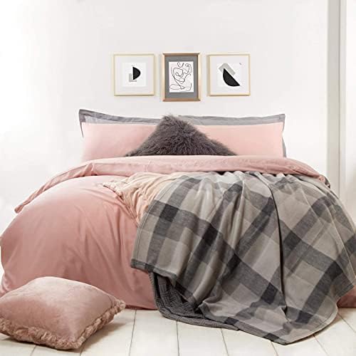 Dreamscene Grey Plaid Check Fleece Blanket Super Soft Warm Cozy Sofa Bed Buffalo Throw, Silver - 50" x 60" inch