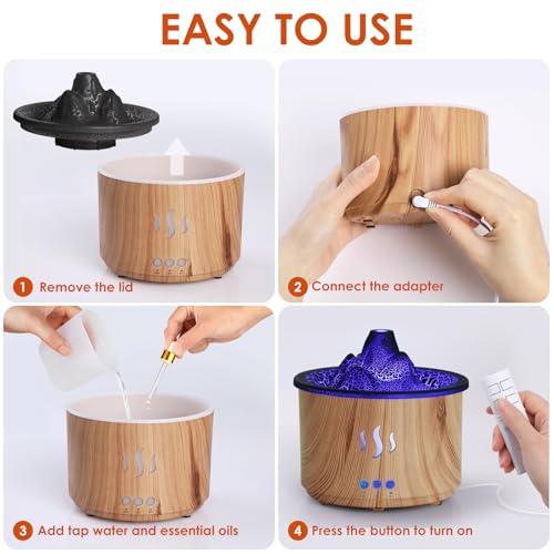 Simpeak Humidificador Ultrasónico 400ml, Humificador de Aromas con Temporizador y Control Remoto, Difusor Aceites Esenciales para El Hogar Oficina Dormitorio Yoga SPA, Marrón Claro - imagen 5