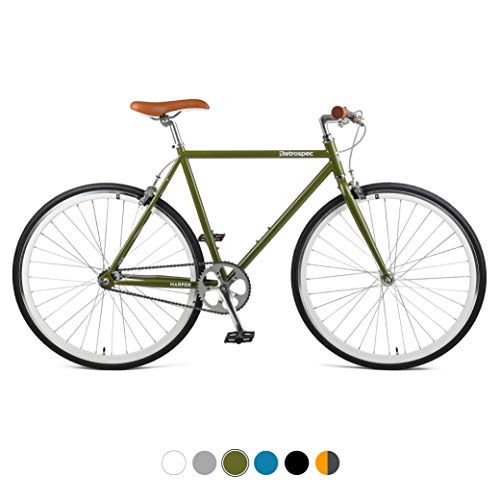 Retrospec Harper Single-Speed Fixed Gear Urban Commuter Bike, 60cm, xl, Retrospec Sage Green