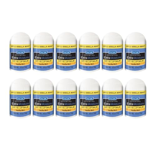 Essential Moisture Mini Lip Balm - Vanilla Mint 12 Count SPF 15 Lip Care Great for Weddings Parties Favors and Everyday Use
