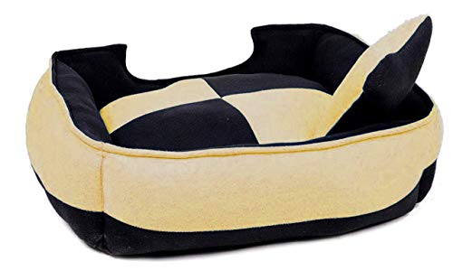 Image of Petslover Ultra Soft Fleece Fabric Polyester Filled Sofa Reversible Dog /Cat Beds, Beige & Black (Export Quality) - Large