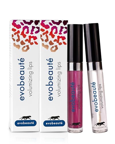 EVOBEAUTÉ evolips Set Avantage Volumizing Lips pretty plump + sugar plum 5 ml I Fluido para labios con efecto volumen, colorido I Gloss hidratante para cuidado de labios