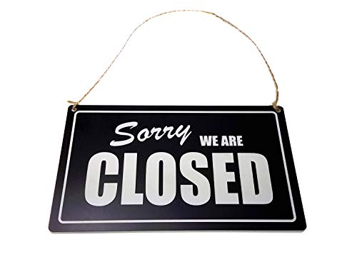 Open/Closed, Shop Door Sign supplied with twine, Black and White, Engraved, Reversible, Double Sided - Image 4