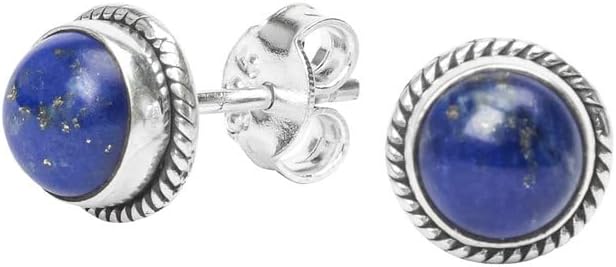 Gemstone Stud Post Earrings, 925 Sterling Silver Gemstone Earring 6 MM Round Girls Women Gift - Image 2