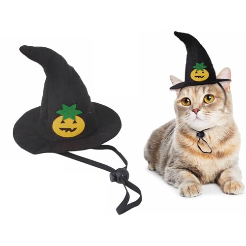 ハロウィン 猫 帽子 コスプレ ペット帽子 犬猫用 可愛い かぼちゃ かぶりもの コスチューム 仮装 変身グッズ おしゃれ 魔女 飾り 黒 調節可能 写真撮影 記念日 ハロウィン パーティー飾り