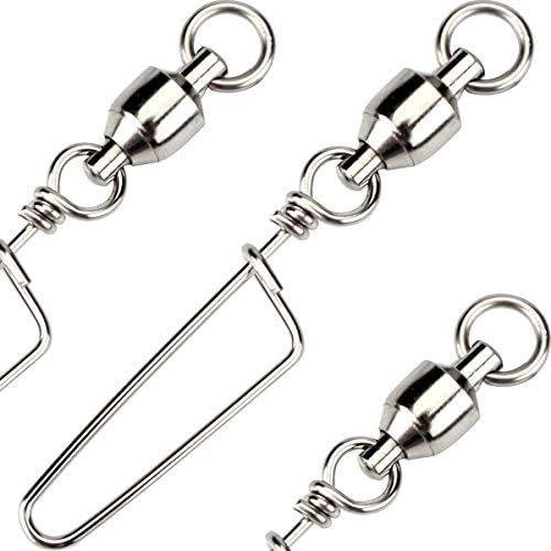 Fishing Swivels, Ball Bearing Swivel Coastlock Snap Clasp Assortment Solid Welded Ring Stainless Steel High Strength Fishing Tackle Accessories Heavy Duty Saltwater