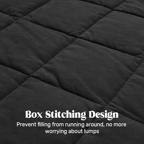 Image of UNIKOME Blankets King Size - Soft Lightweight Retro Down Alternative Blankets with Satin Trim, Cozy Luxury Bed Blanket for All Season, Black (108 inchX90 inch)