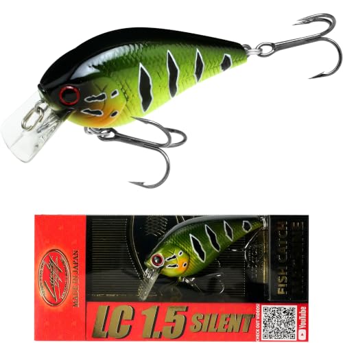 LUCKY CRAFT LC 1.5 Silent Crankbait Fishing Lures, 2-3/8” Squarebill Crankbait, Bass Lures, Floating 4ft Depth Hard Bait, Fishing Gear, 297 Magma Peacock
