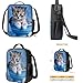 FOR U DESIGNS Cute Tabby Cat Print 3 Piece School Set for Girls Ages 6-12 Lightweight Backpack with Insulated Lunch Bag and Small Pencil Case Organizer for Elementary School