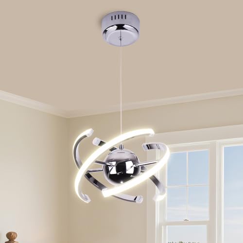 TONGNIDA Modern LED Chandeliers Ceiling Lights,Adjustable Globe Pendant Light 26W,Living Room DIY Chrome Hanging Lights,Light Fittings Ceilings for Kitchen Island and Bedroom,Natural Light