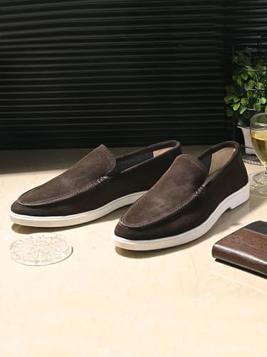 Image of Men Classic Suede Leather Loafers - Cushioned Comfort, Durable Sole & Everyday Luxury