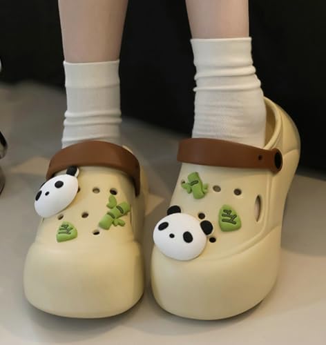 Summer Platform Sandals for Women Cute Cartoon Pandas Bamboos Design Shower Pool Slippers Indoor Outdoor Anti-slip Shoes2