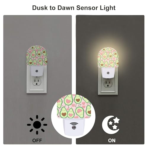 Image of Cute Pink Avocado Night Light for Kids, Heart Shaped Avocado Night Light Plug in with Dusk to Dawn Sensor, 0.5w Energy Saving Sleep Friendly Nightlight for Hallway Stairway Kitchen Bedroom