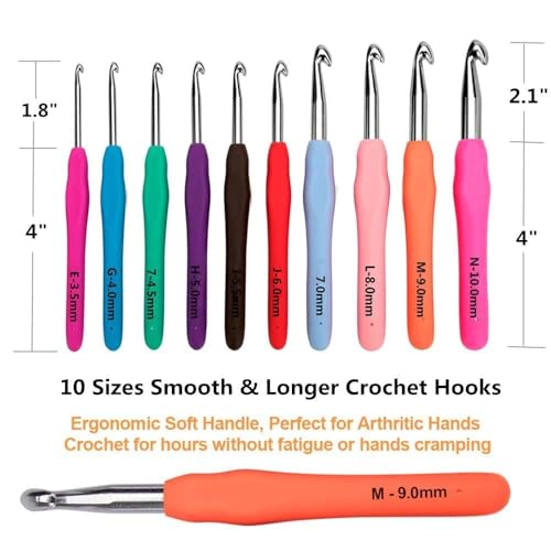 Image of Yarniss 20 Sizes Crochet Hooks 0.5mm-10mm, Ergonomic Crochet Hooks Set with Case for Arthritic Hands (Pack of 2)