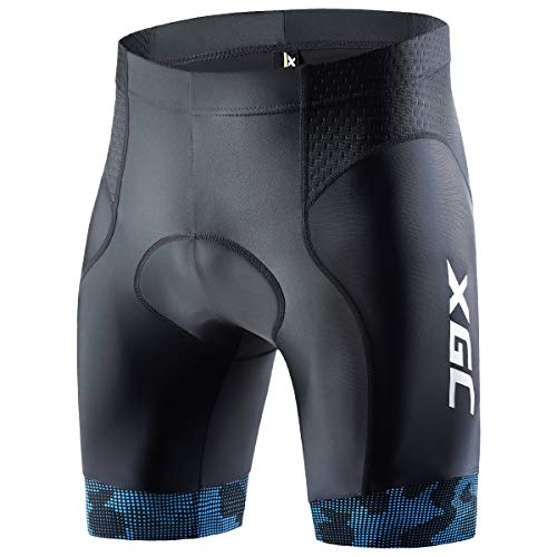 XGC Pantalones cortos de ciclismo y ropa interior de ciclismo con alta densidad, alta elasticidad y muy transpirable, acolchado con esponja 4D Para Hombre [Medio -Azul]
