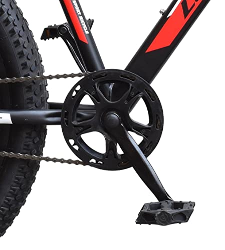 Image of LUISTONE 85% Assembled Semi Fat Tyre Cycle for Men with Dual Disc Brake, Front Suspension 26 T Fat Tyre Cycle (Single Speed, Black, RED)