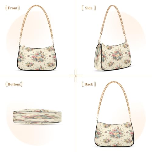 Shoulder Bag for Women Lots Of Flowers Tote Handbag Crossbody Bag with Zipper Closure2