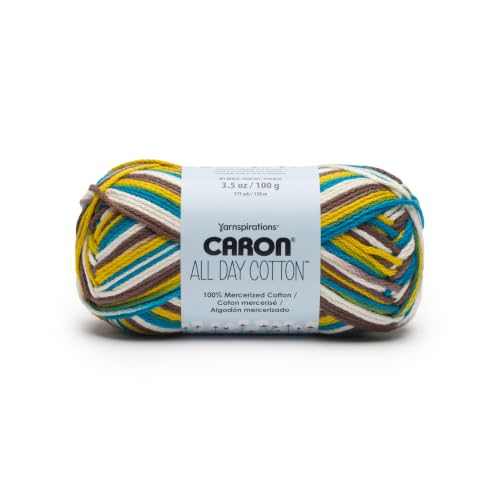 Image of Caron All Day Cotton Prints Yarn for Crocheting, Riverbank, 3-Pack