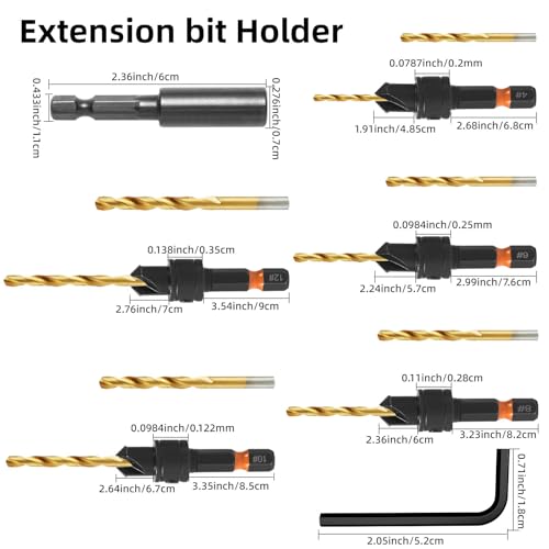 YQANDL Adjustable Countersink Drill Bit Set