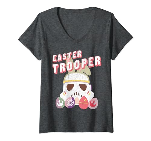 T-shirt Star Wars col V femme motif Stormtrooper oeufs de Pâques
