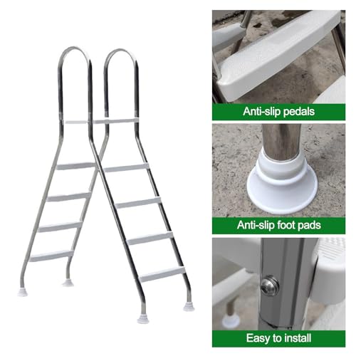 Escalera para piscina elevada acero inoxidable 4 peldaños miniatura 6