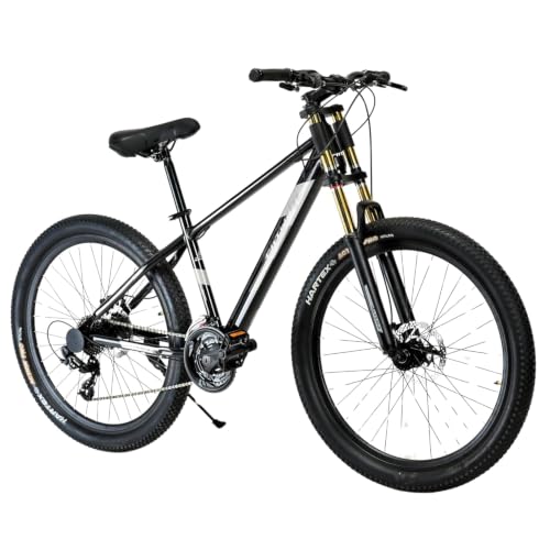 Image of FitTrip Super Dominator 21 Speed Mountain Bike, 27.5 Inch Stunt MTB Cycle with Imported Double Crown Suspension and Jak 7 Dual Disc Brakes, Mountain Cycle for Men (Dark Edition)