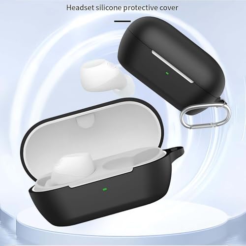 Image of CAPO Silicone Case Cover for Sony WF-C710N Earbuds with Carabiner Clip, Black, 30mm
