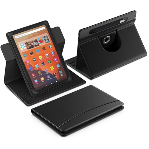 MoKo for 10.1 inch Android Tablet Case with Pen Holder Slim 360 Degree Rotating Protective 10 inch Tablet Case Cover with Multi-Angle Stand & Front Pocket for All 9.6-11 inch Tablets Black