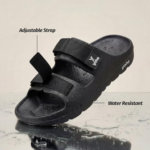 Image of YOHO Wilo Double Strap Sliders for Men | Cushioned & Lightweight | Adjustable Strap | Comfortable Monsoon Footwear & Rainy Sandals