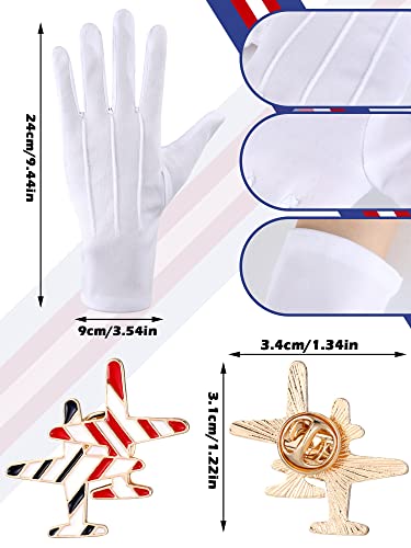 Bencailor 7 Pcs Women's Flight Attendant Costume Accessories Stewardess Outfits Flight Attendant Hat Sunglasses Scarf Gloves