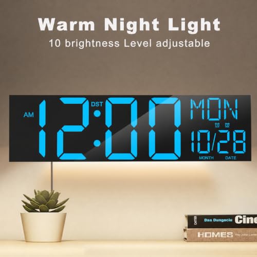Image of JALL 30 inch Giant Digital Wall Clock, Extra Large LED Clock with Remote, Huge Wall Clock with Jumbo Numbers for Living Room, Gym, Blue