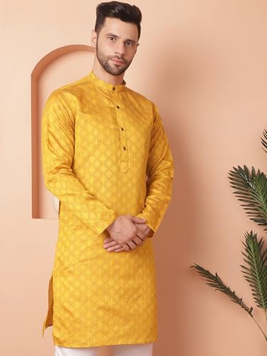 Image of Jompers Silk Men's Regular Fit Woven Design Kurtas