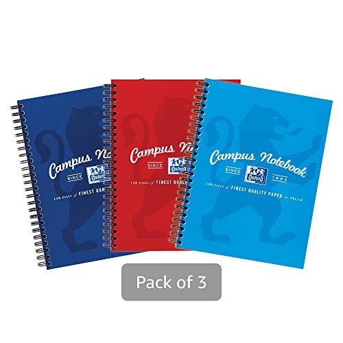 A5 Notebook By Oxford Campus, Wirebound, Assorted Colours, Pack of 3